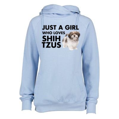 Just A Who Loves Shih Tzus Great Gift Womens Funnel Neck Pullover Hood