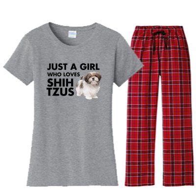 Just A Who Loves Shih Tzus Great Gift Women's Flannel Pajama Set