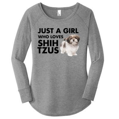 Just A Who Loves Shih Tzus Great Gift Women's Perfect Tri Tunic Long Sleeve Shirt