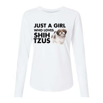 Just A Who Loves Shih Tzus Great Gift Womens Cotton Relaxed Long Sleeve T-Shirt