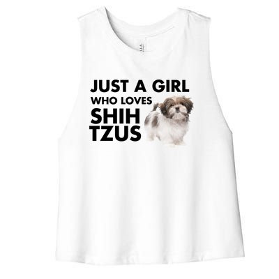 Just A Who Loves Shih Tzus Great Gift Women's Racerback Cropped Tank