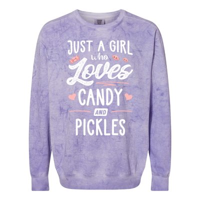 Just A Who Loves Candy And Pickles Gift Cute Gift Colorblast Crewneck Sweatshirt