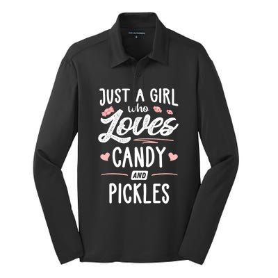 Just A Who Loves Candy And Pickles Gift Cute Gift Silk Touch Performance Long Sleeve Polo