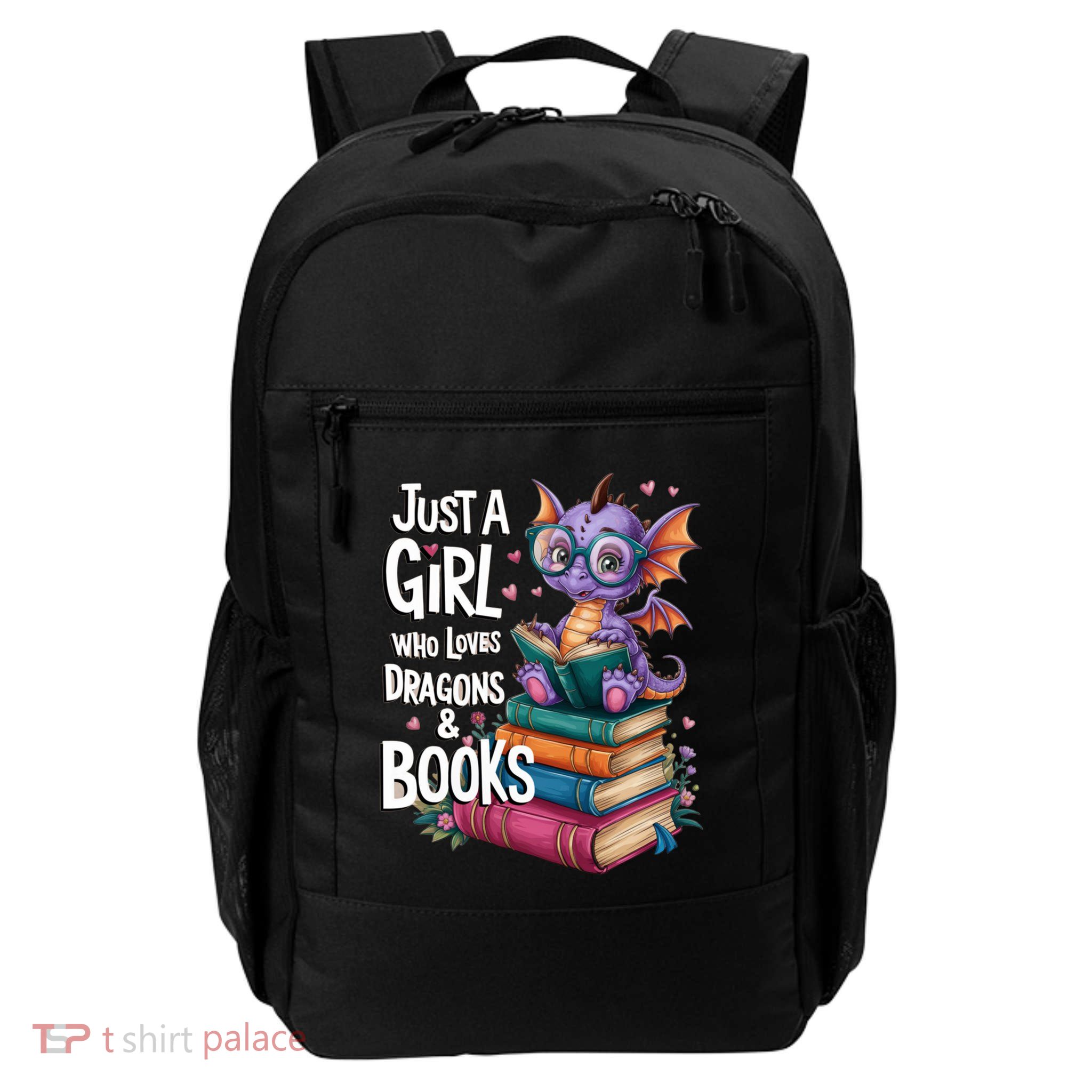 Just A Who Loves Dragons And Books Cute Dragon Reading Cool Gift Daily Commute Backpack