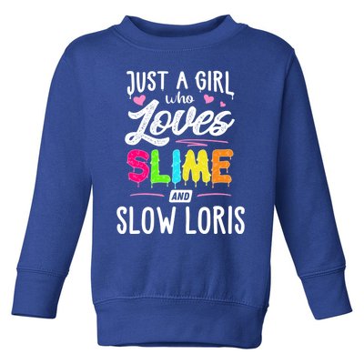 Just A Who Loves Slime And Slow Loris Gift Funny Gift Toddler Sweatshirt