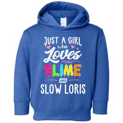 Just A Who Loves Slime And Slow Loris Gift Funny Gift Toddler Hoodie