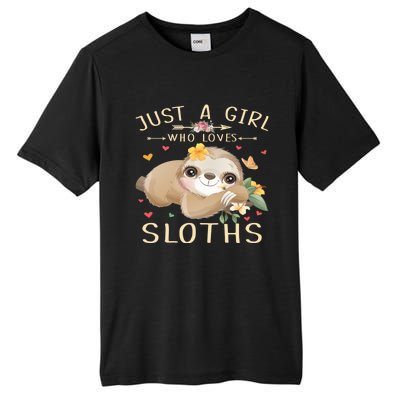 Just A Who Loves Sloths Cute Sloth Lover Gift Tall Fusion ChromaSoft Performance T-Shirt