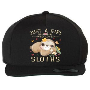 Just A Who Loves Sloths Cute Sloth Lover Gift Wool Snapback Cap