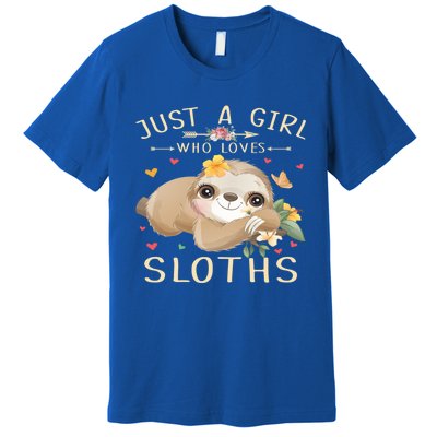 Just A Who Loves Sloths Cute Sloth Lover Gift Premium T-Shirt