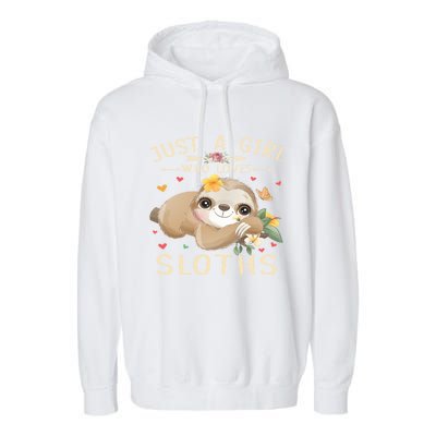 Just A Who Loves Sloths Cute Sloth Lover Gift Garment-Dyed Fleece Hoodie