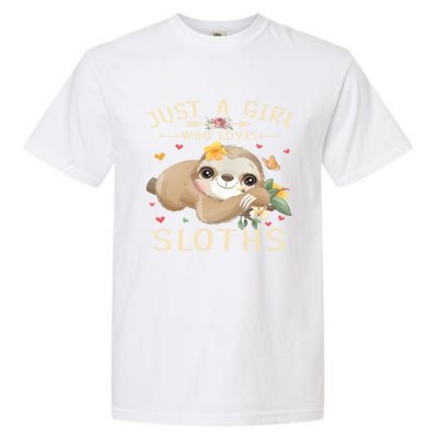 Just A Who Loves Sloths Cute Sloth Lover Gift Garment-Dyed Heavyweight T-Shirt