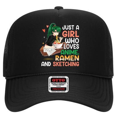 Just A  Who Loves Anime Ra And Sketching Japan Anime High Crown Mesh Back Trucker Hat