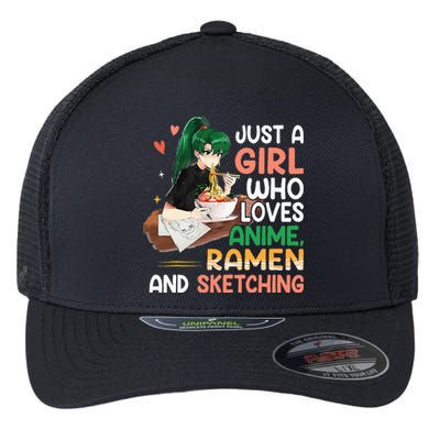 Just A  Who Loves Anime Ra And Sketching Japan Anime Flexfit Unipanel Trucker Cap