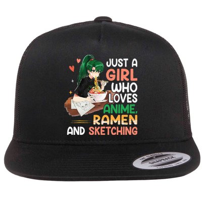 Just A  Who Loves Anime Ra And Sketching Japan Anime Flat Bill Trucker Hat