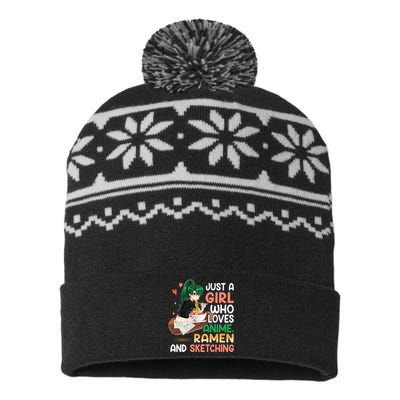 Just A  Who Loves Anime Ra And Sketching Japan Anime USA-Made Snowflake Beanie