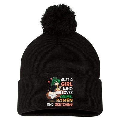 Just A  Who Loves Anime Ra And Sketching Japan Anime Pom Pom 12in Knit Beanie