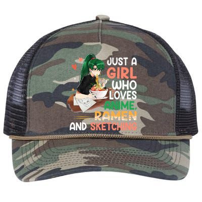 Just A  Who Loves Anime Ra And Sketching Japan Anime Retro Rope Trucker Hat Cap