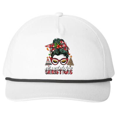 Just A Who Loves Christmas Messy Bun Xmas Plaid Cool Gift Snapback Five-Panel Rope Hat