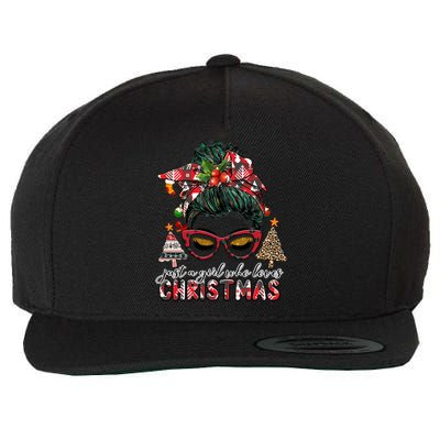 Just A Who Loves Christmas Messy Bun Xmas Plaid Cool Gift Wool Snapback Cap