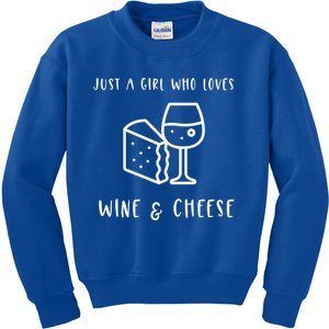 Just A Who Loves Wine And Cheese Charcuterie Foodie Cute Gift Kids Sweatshirt