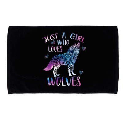 Just A Who Loves Wolves Lover Watercolor Wolf Ornament Microfiber Hand Towel