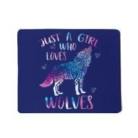 Just A Who Loves Wolves Lover Watercolor Wolf Ornament Mousepad