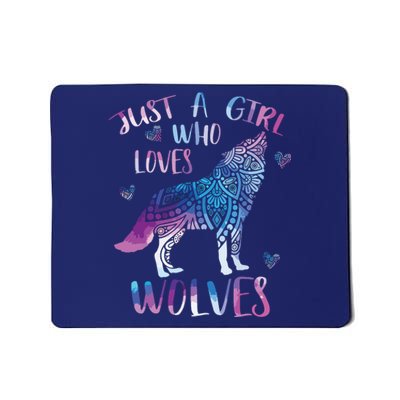 Just A Who Loves Wolves Lover Watercolor Wolf Ornament Mousepad