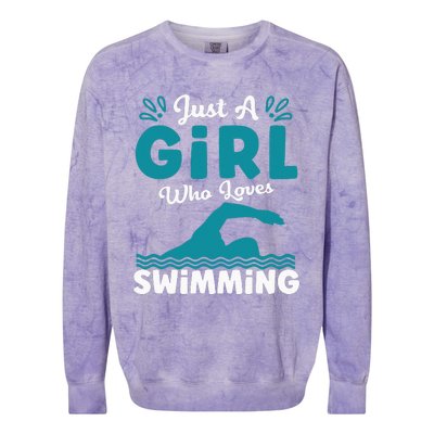 Just A Who Loves Swimming Swimmer Swim Lover Colorblast Crewneck Sweatshirt