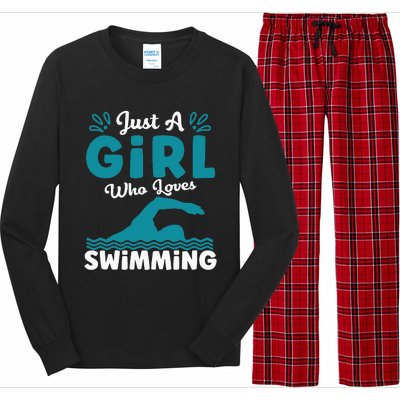 Just A Who Loves Swimming Swimmer Swim Lover Long Sleeve Pajama Set