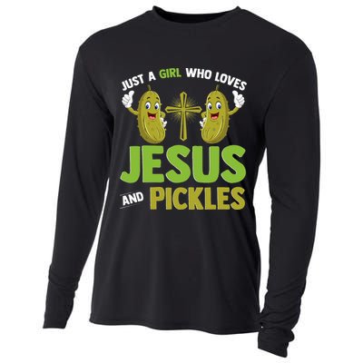Just A Who Loves Jesus And Pickles Christian Pickles Cooling Performance Long Sleeve Crew
