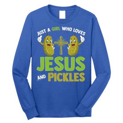 Just A Who Loves Jesus And Pickles Christian Pickles Long Sleeve Shirt