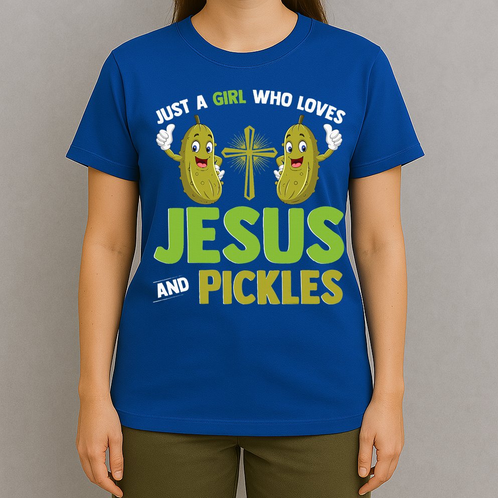 Just A Who Loves Jesus And Pickles Christian Pickles T-Shirt