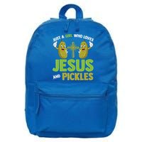 Just A Who Loves Jesus And Pickles Christian Pickles 16 in Basic Backpack