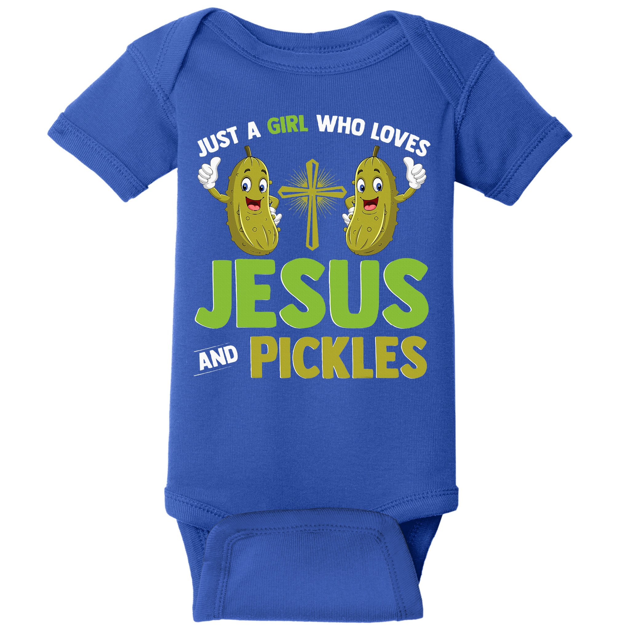 Just A Who Loves Jesus And Pickles Christian Pickles Baby Bodysuit