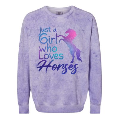 Just A Who Loves Horses Cute Horse Cute Gift Colorblast Crewneck Sweatshirt