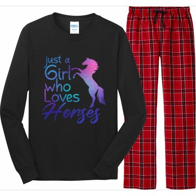 Just A Who Loves Horses Cute Horse Cute Gift Long Sleeve Pajama Set