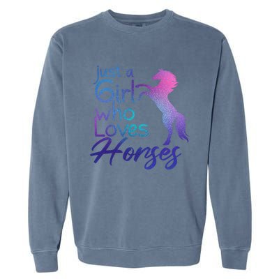 Just A Who Loves Horses Cute Horse Cute Gift Garment-Dyed Sweatshirt