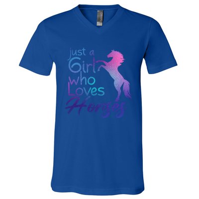 Just A Who Loves Horses Cute Horse Cute Gift V-Neck T-Shirt