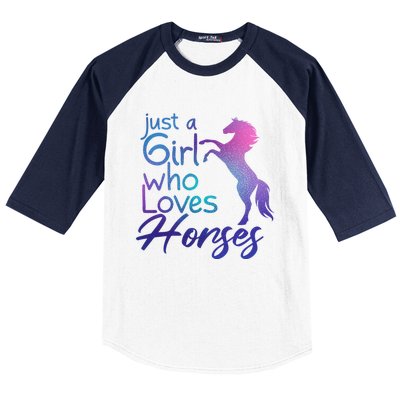 Just A Who Loves Horses Cute Horse Cute Gift Baseball Sleeve Shirt