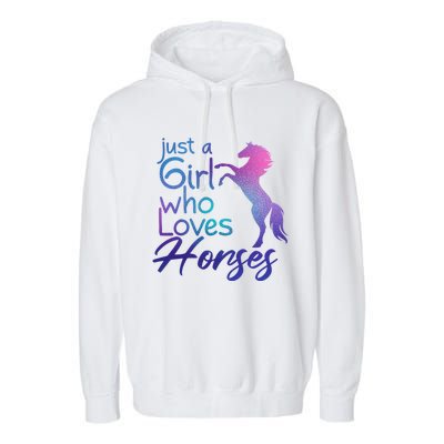 Just A Who Loves Horses Cute Horse Cute Gift Garment-Dyed Fleece Hoodie