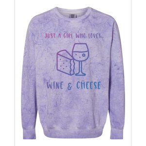 Just A Who Loves Wine And Cheese Charcuterie Foodie Cute Gift Colorblast Crewneck Sweatshirt