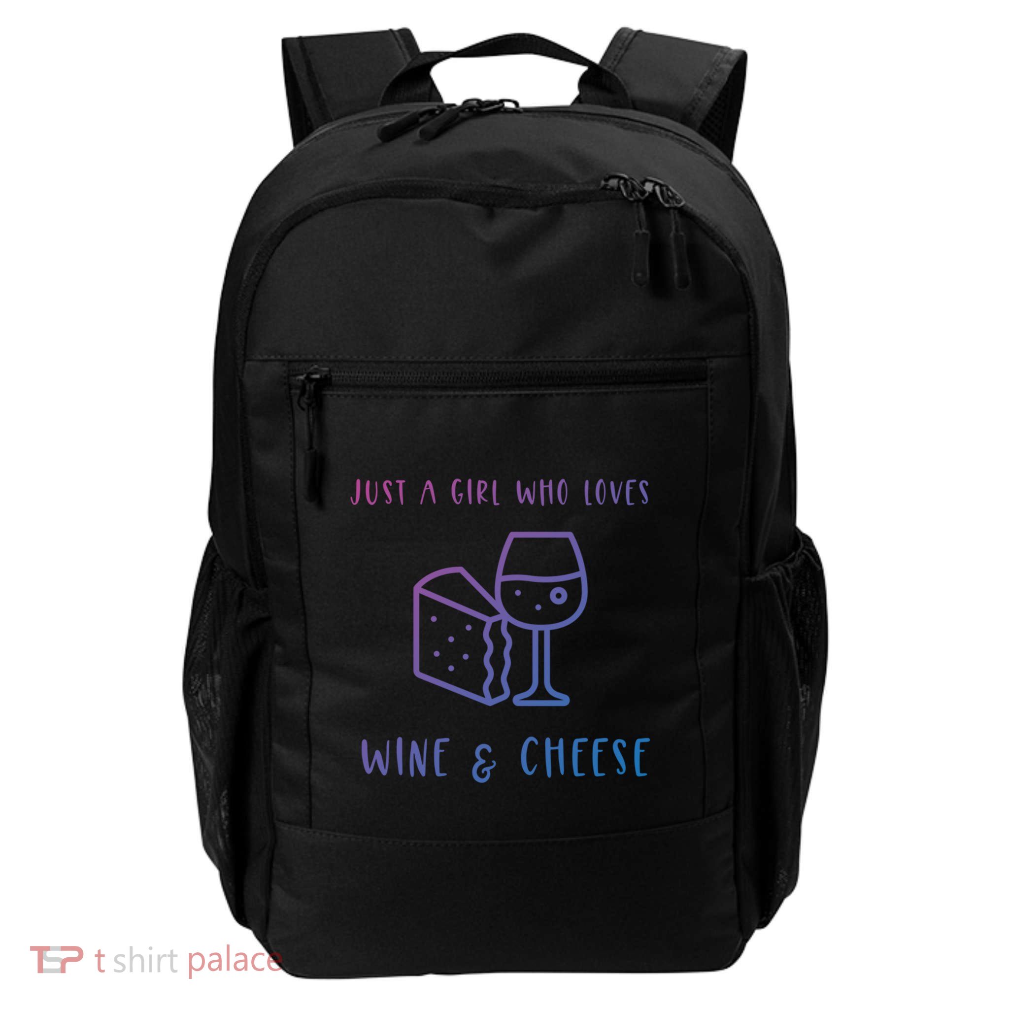 Just A Who Loves Wine And Cheese Charcuterie Foodie Cute Gift Backpack