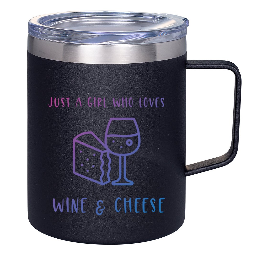 Just A Who Loves Wine And Cheese Charcuterie Foodie Cute Gift 12oz Stainless Steel Coffee Mug