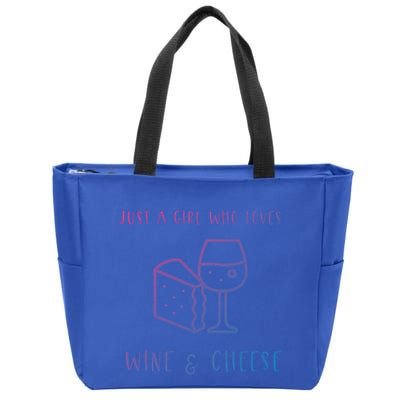 Just A Who Loves Wine And Cheese Charcuterie Foodie Cute Gift Zip Tote Bag