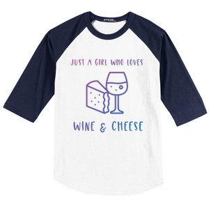 Just A Who Loves Wine And Cheese Charcuterie Foodie Cute Gift Baseball Sleeve Shirt