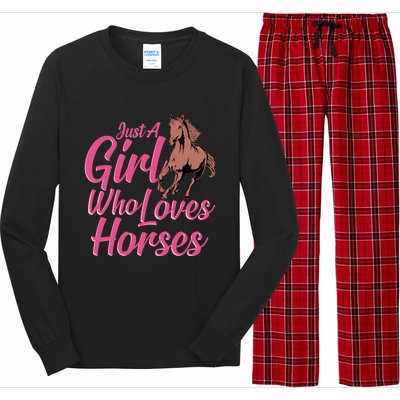 Just A Who Loves Horses Equestrian Horseback Riding Gift Long Sleeve Pajama Set