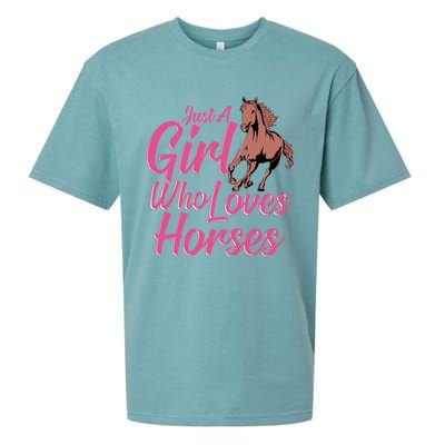 Just A Who Loves Horses Equestrian Horseback Riding Gift Sueded Cloud Jersey T-Shirt