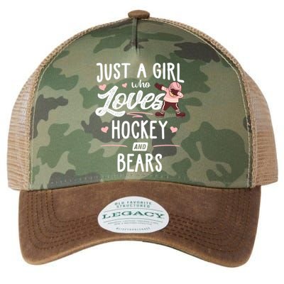 Just A Who Loves Hockey And Bears Gift Gift Legacy Tie Dye Trucker Hat