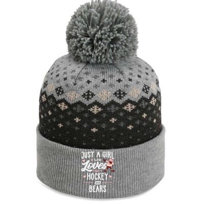 Just A Who Loves Hockey And Bears Gift Gift The Baniff Cuffed Pom Beanie