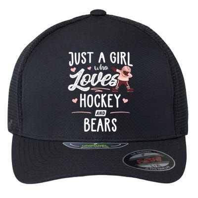 Just A Who Loves Hockey And Bears Gift Gift Flexfit Unipanel Trucker Cap